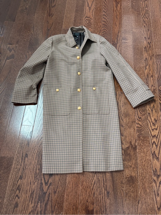 Nili Lotan Jackets & Blazers - Nili Lotan Brown and Black Houndstooth Single-Breasted Trench Coat